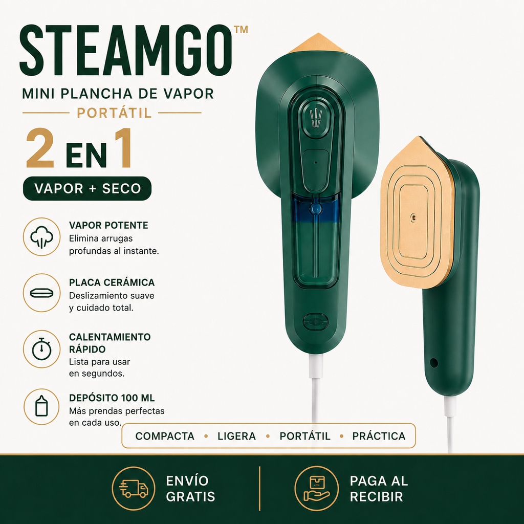 SteamGo™ – Mini Plancha de Vapor Portátil 2 en 1